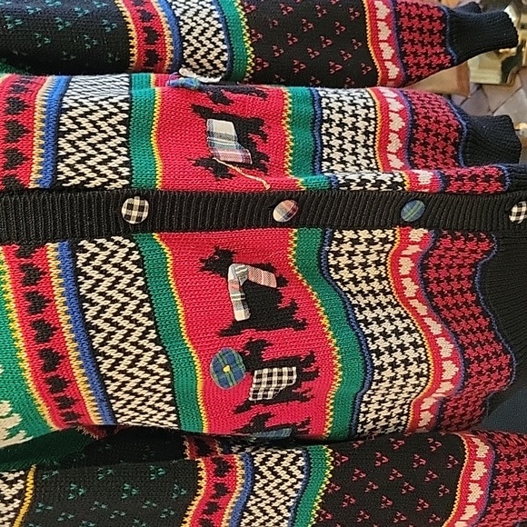 Vintage Susan Bristol Hand Embroidered Scotty Christmas Cardigan - Picture 3 of 9